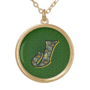 Monogram Initial J Daisies Flower Art Gold Plated Necklace