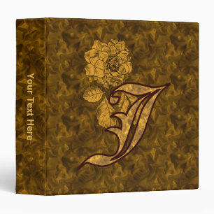 Monogram Initial J Gold Satin Peony Personalized Binder