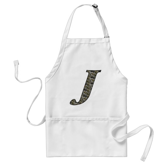 Monogram Initial J Hydrangea Flowers Adult Apron (Front)