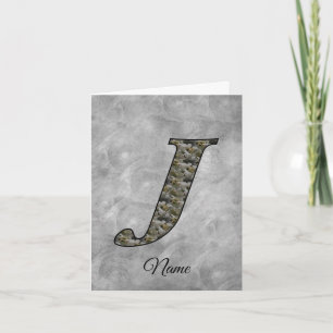 Monogram Initial J Hydrangea Flowers Personalized Note Card