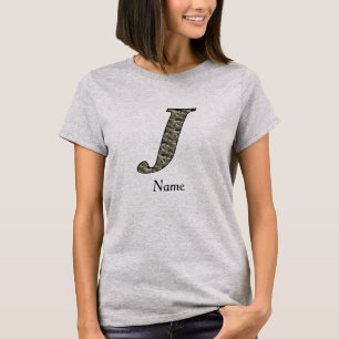 Monogram Initial J Hydrangea Flowers Personalized T-Shirt