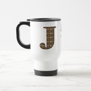 Monogram Initial J Vintage Floral Personalized Travel Mug