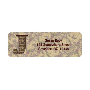 Monogram Initial J Vintage Floral Return Address Label