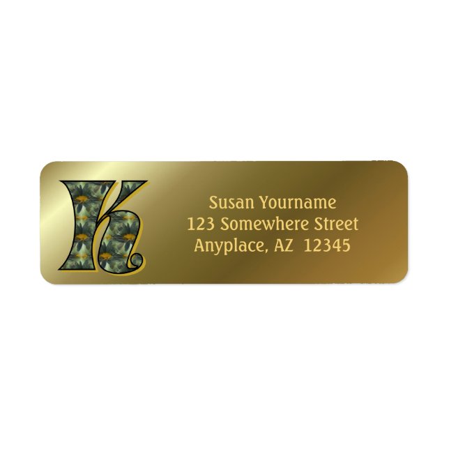 Monogram Initial K Daisies Art Return Address  Label (Front)