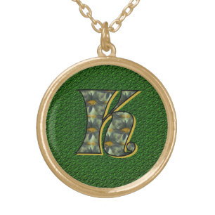 Monogram Initial K Daisies Flower Art Gold Plated Necklace