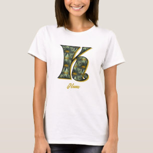 Monogram Initial K Daisy Flower Art Personalized T-Shirt