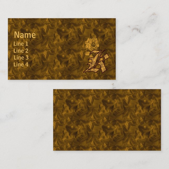 Monogram Initial K Elegant Gold Peony Flower Business Card (Front/Back)