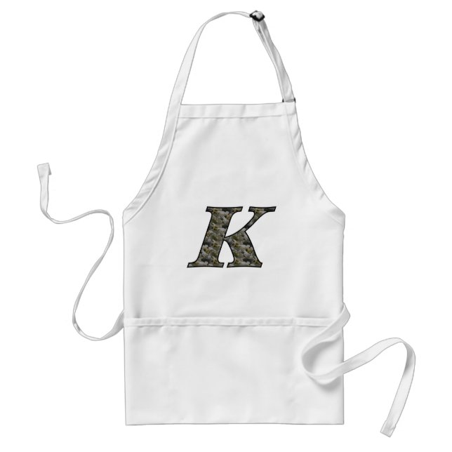 Monogram Initial K Hydrangea Flowers Adult Apron (Front)
