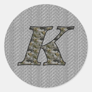 Monogram Initial K Hydrangea Flowers Classic Round Sticker