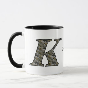 Monogram Initial K Hydrangea Flowers Personalized Mug