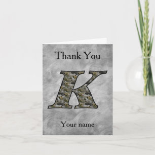 Monogram Initial K Hydrangea Flowers Personalized Thank You Card