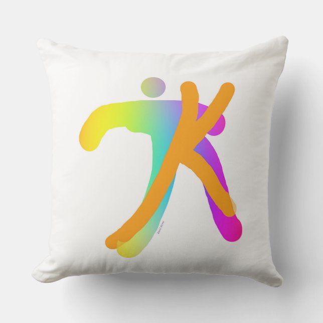Monogram Initial K Rainbow  Outdoor Pillow (Front)