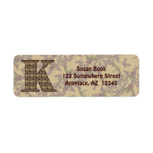 Monogram Initial K Vintage Floral Return Address Label