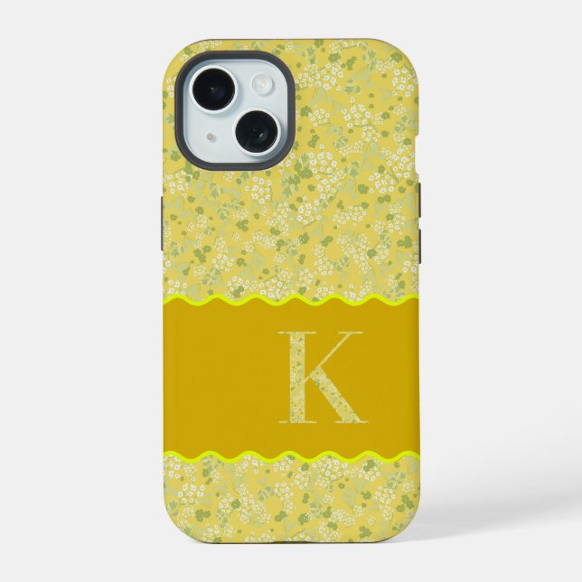 MONOGRAM INITIAL K YELLOW LITTLE FLOWERS IPHONE CASE (Back)