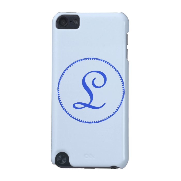 Monogram initial L blue hearts ipod touch 4G case