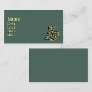 Monogram Initial L Daisies Floral Art Business Card