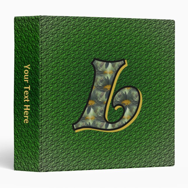 Monogram Initial L Daisies Floral Art Personalized Binder (Front/Spine)