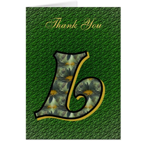 Monogram Initial L Daisies Floral Thank You Card