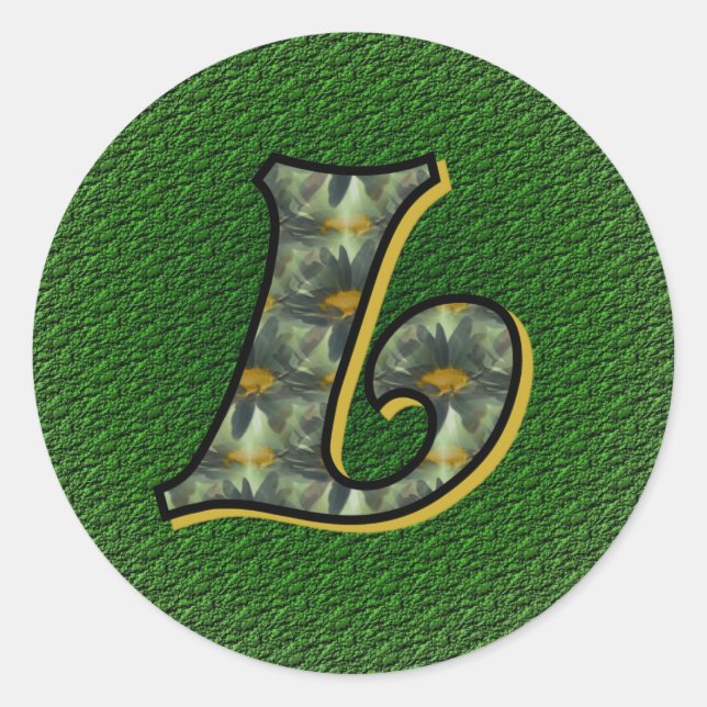Monogram Initial L Daisies Flower Art Classic Round Sticker (Front)