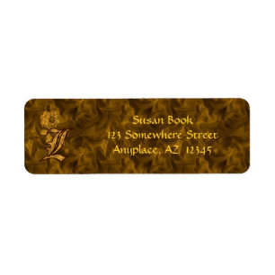 Monogram Initial L Gold Peony Return Address Label