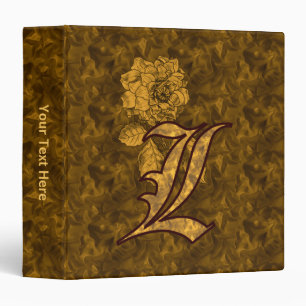 Monogram Initial L Gold Satin Peony Personalized Binder