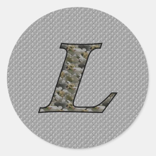 Monogram Initial L Hydrangea Floral Sticker