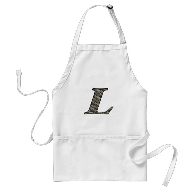 Monogram Initial L Hydrangea Flowers Adult Apron (Front)