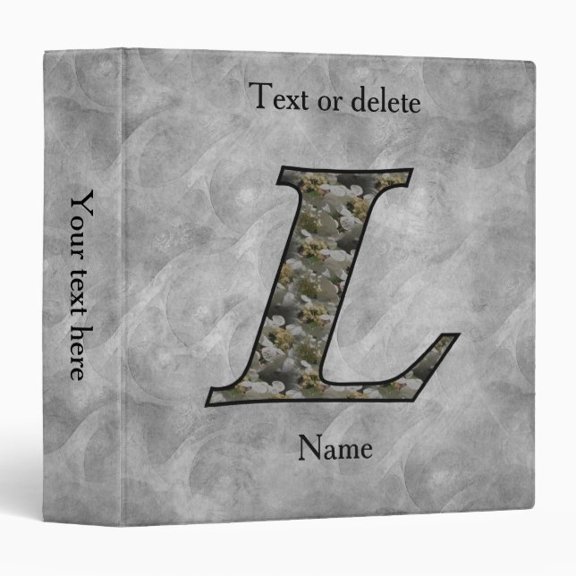 Monogram Initial L Hydrangea Flowers Personalized 3 Ring Binder (Front/Spine)