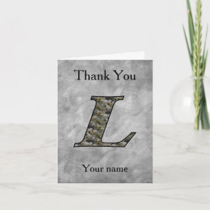 Monogram Initial L Hydrangea Flowers Personalized Thank You Card