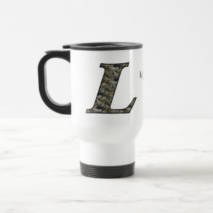Monogram Initial L Hydrangea Flowers Personalized Travel Mug