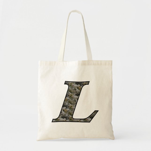 Monogram Initial L Hydrangea Flowers Tote Bag (Front)