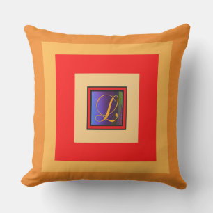 Monogram Initial L Multi Outdoor Pillow