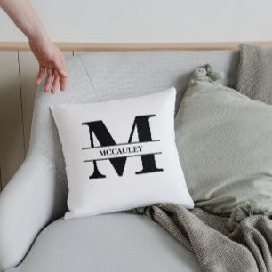Monogram Initial Last Name Personalized Wedding Throw Pillow
