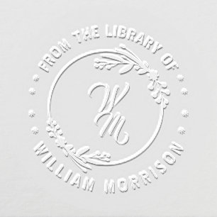 Monogram initial Laural Wreath From the library of Embosser