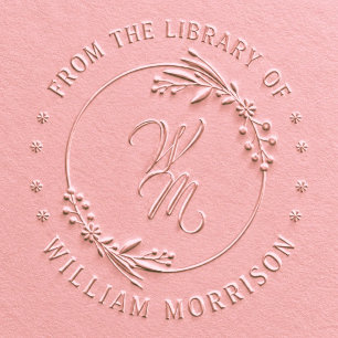 Monogram initial Laural Wreath From the library of Embosser