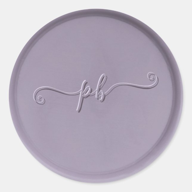 Monogram Initial Lavender Wax Seal Sticker (Front)