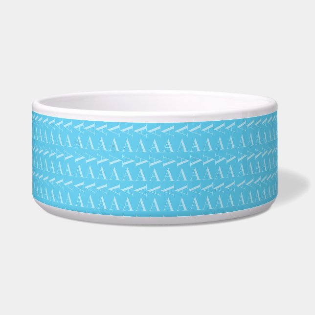 Monogram Initial Letter A, Aqua Blue Bowl (Front)
