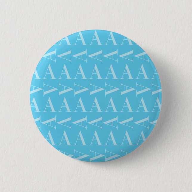 Monogram Initial Letter A, Aqua Blue Button (Front)