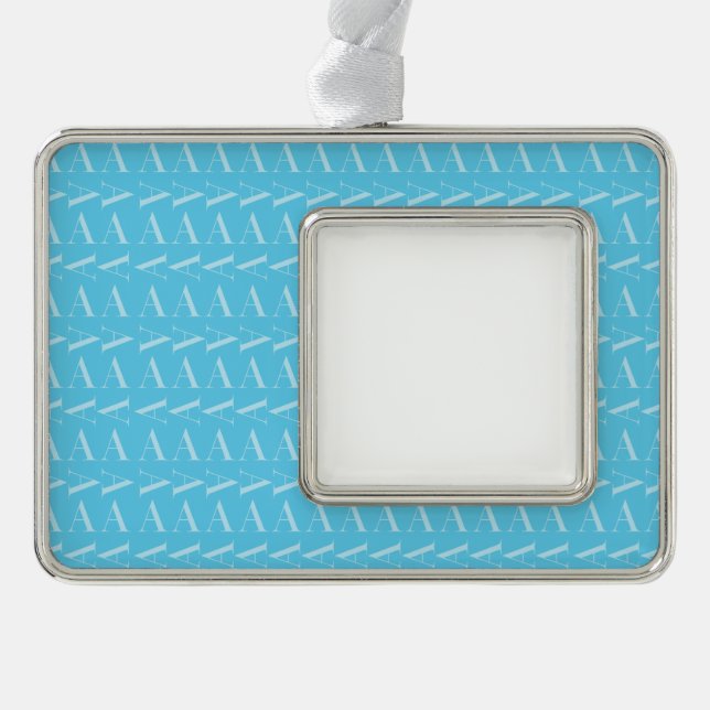 Monogram Initial Letter A, Aqua Blue Christmas Ornament (Front)