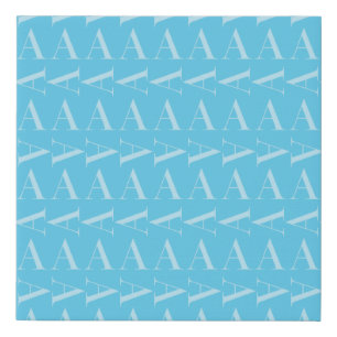 Monogram Initial Letter A, Aqua Blue Faux Canvas Print