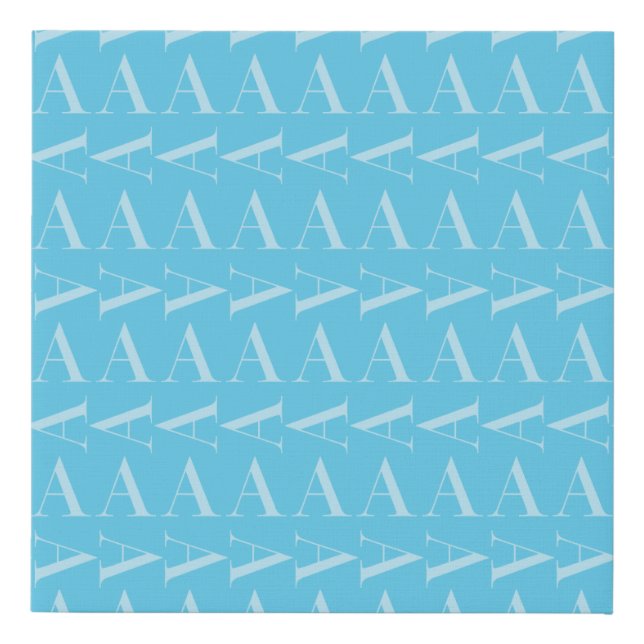 Monogram Initial Letter A, Aqua Blue Faux Canvas Print (Front)