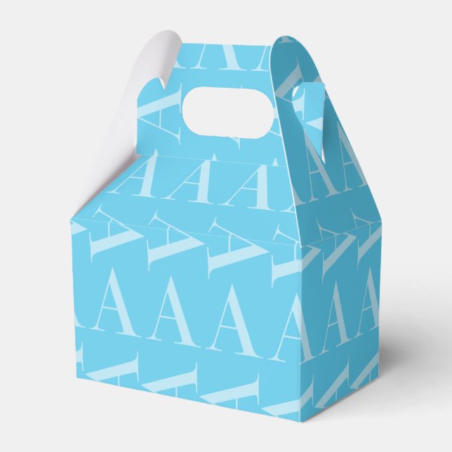 Monogram Initial Letter A, Aqua Blue Favor Boxes (Front Side)