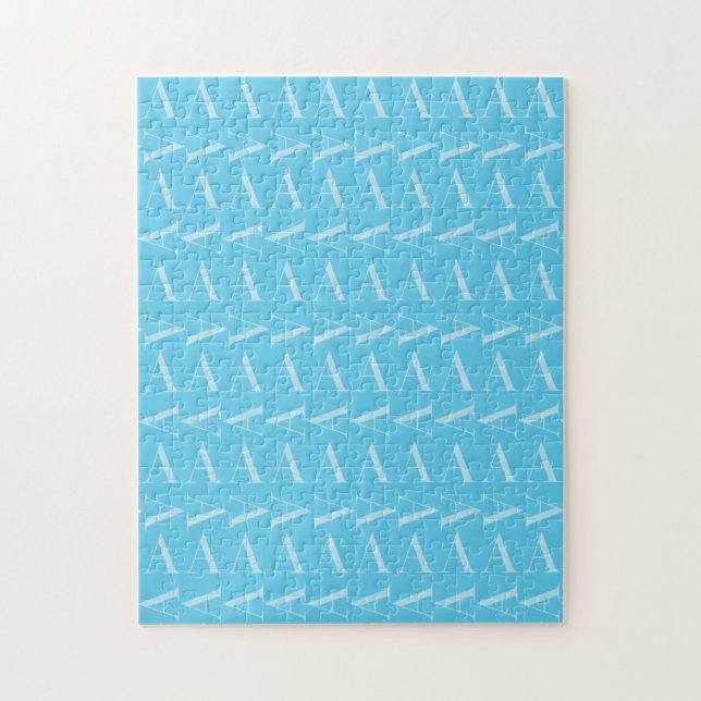 Monogram Initial Letter A, Aqua Blue Jigsaw Puzzle (Vertical)