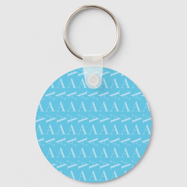 Monogram Initial Letter A, Aqua Blue Keychain (Front)