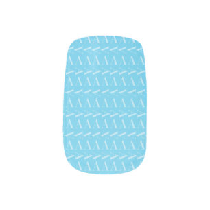 Monogram Initial Letter A, Aqua Blue Minx Nail Art