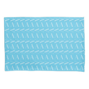Monogram Initial Letter A, Aqua Blue Pillow Case