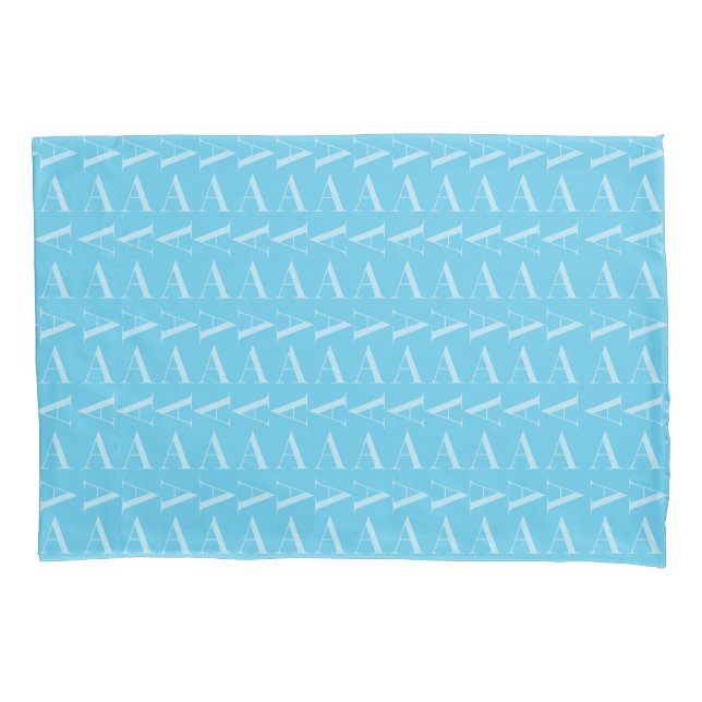 Monogram Initial Letter A, Aqua Blue Pillow Case (Front)