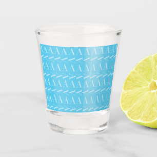 Monogram Initial Letter A, Aqua Blue Shot Glass