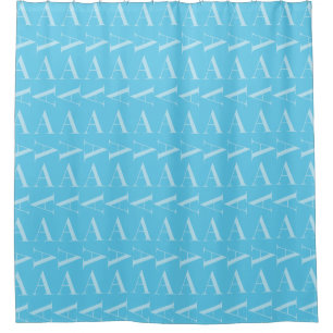 Monogram Initial Letter A, Aqua Blue Shower Curtain