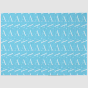 Monogram Initial Letter A, Aqua Blue Tissue Paper